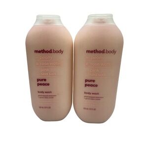 2* Method Body Wash Pure Peace, Peony,Rose Water, Pink‎ Sea Salt  18oz Each